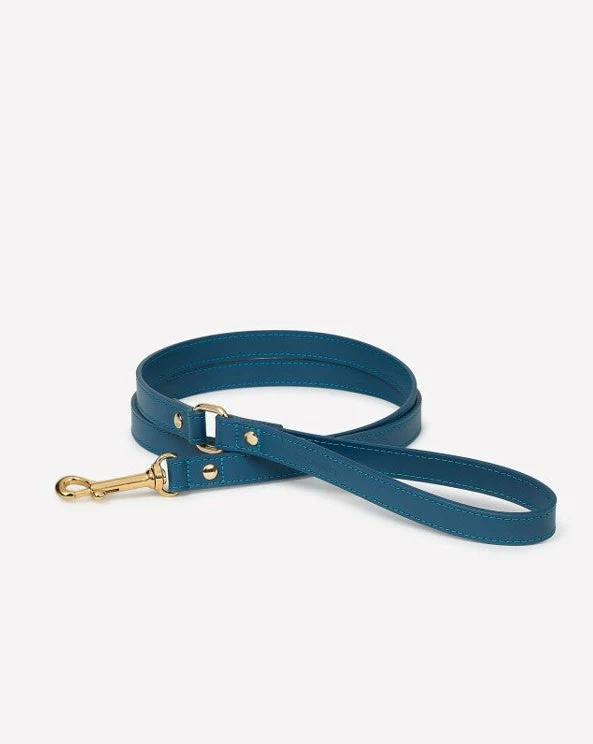 Nara Blue Leather Dog Leash