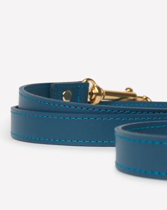 Nara Blue Leather Dog Leash - Image 3