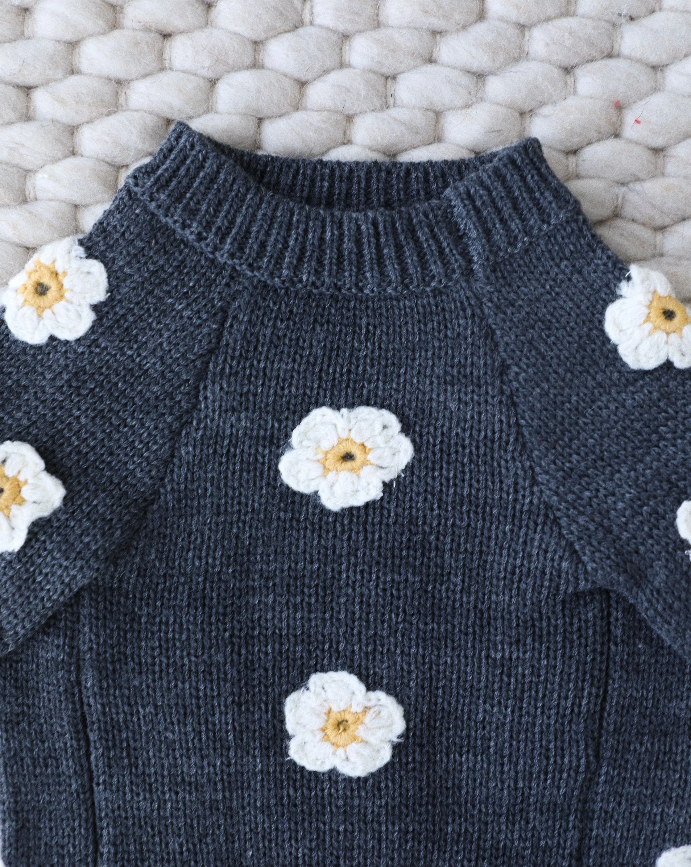 Petal Perfect Grey Daisy Dog Sweater - Image 4
