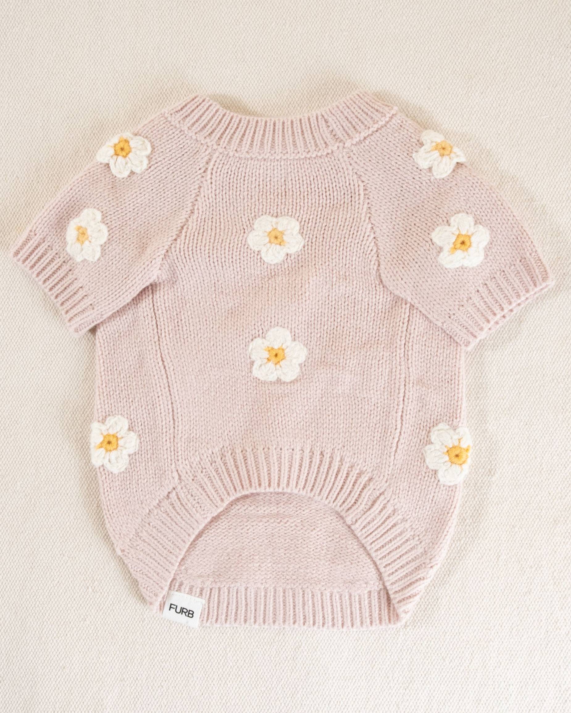 Petal Perfect Blush Daisy Dog Sweater - Image 4