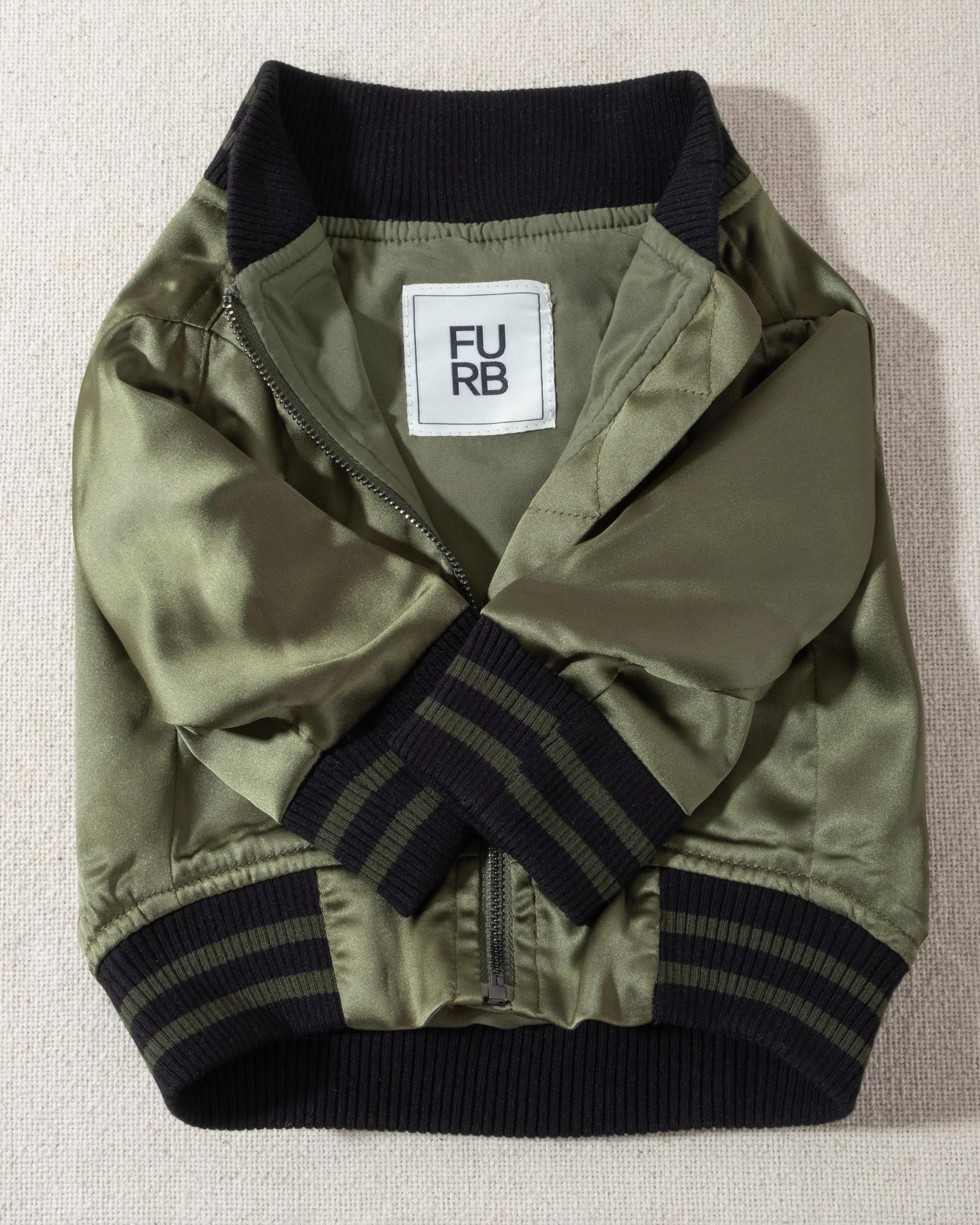 Be Cool Olive Green Satin Bomber - Image 3