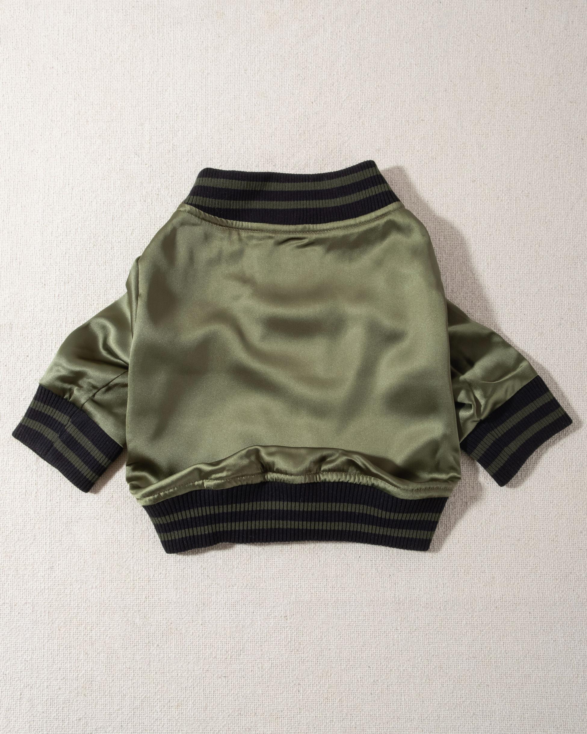 Be Cool Olive Green Satin Bomber - Image 5