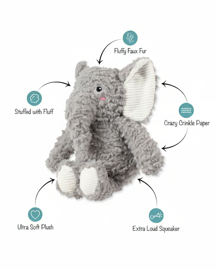 Love You a Ton Plush Elephant Dog Toy - Image 3