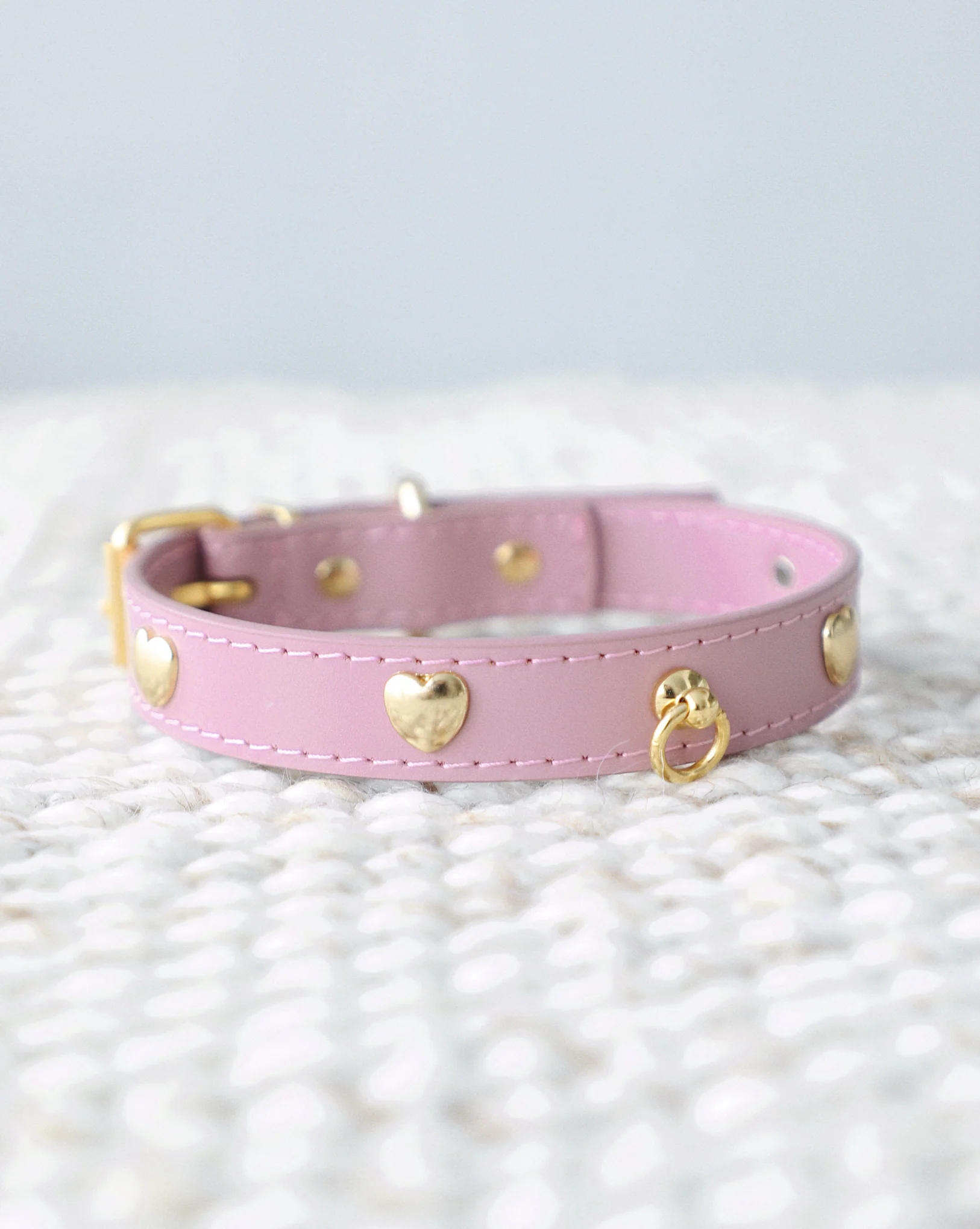 Nara Heart Studded Mauve Leather Collar