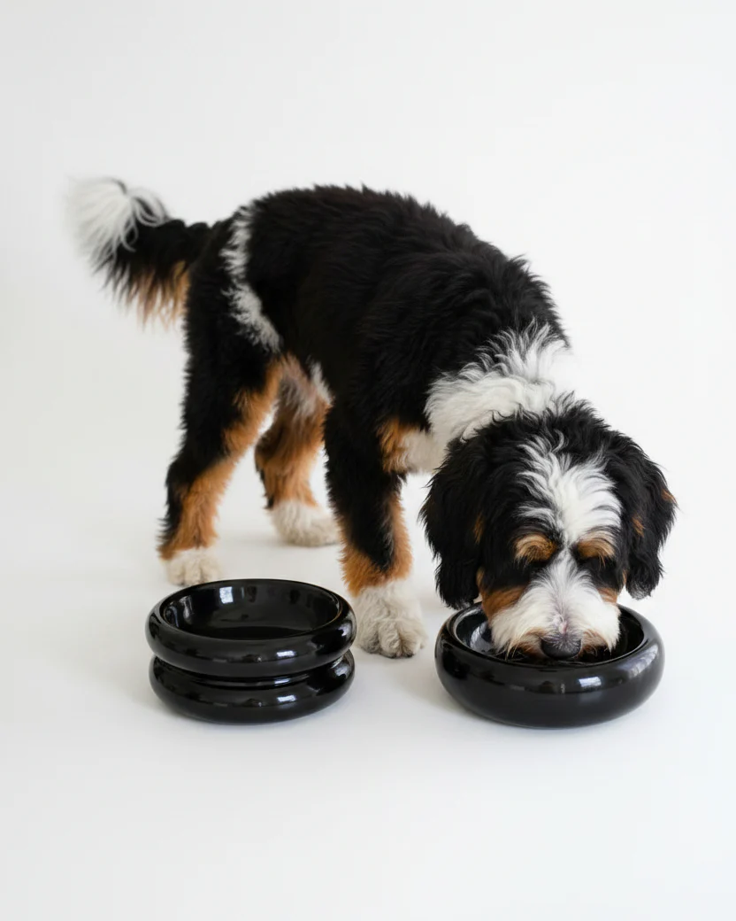 Modern Muse Low Halo Pet Bowl in Onyx - Image 3