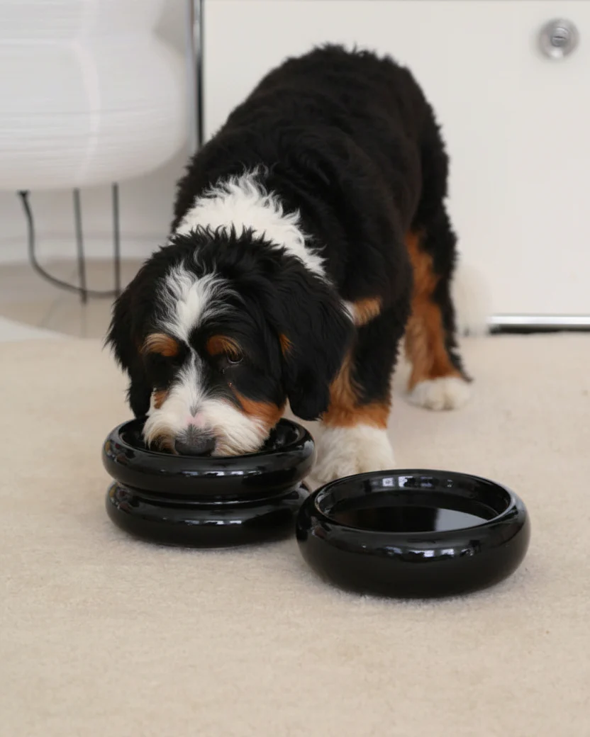 Modern Muse Halo Pet Bowl Set in Onyx - Image 2