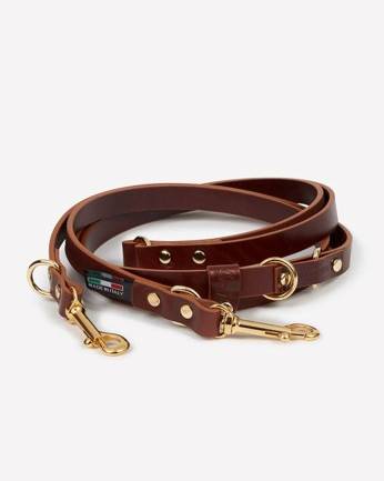 Multi-Position Brown Leather Dog Leash - Image 3