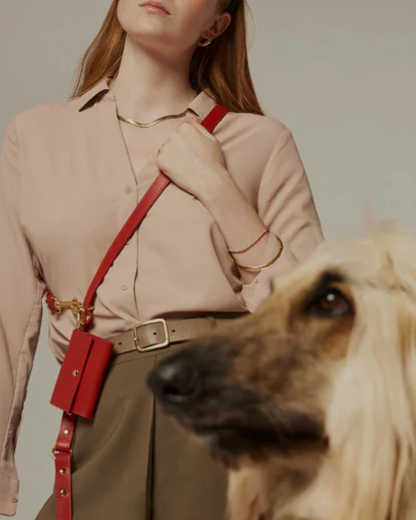 Multi-Position Red Leather Dog Leash - Image 2