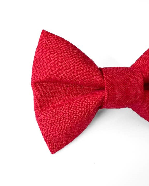 Take a Bow Red Linen Bow Tie - Image 3