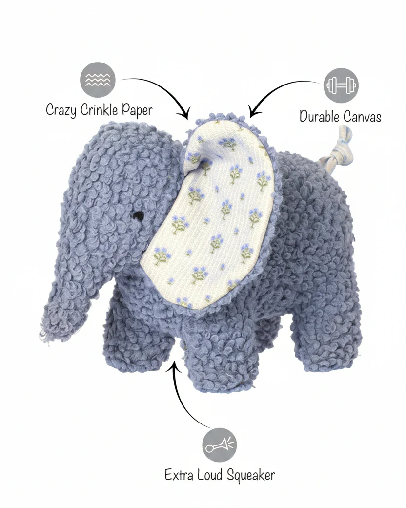 Trunk Show Blue Elephant Dog Toy - Image 3