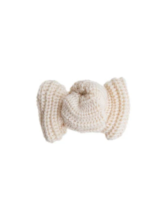Sugar Plum Hair Bow in Ivory Knit